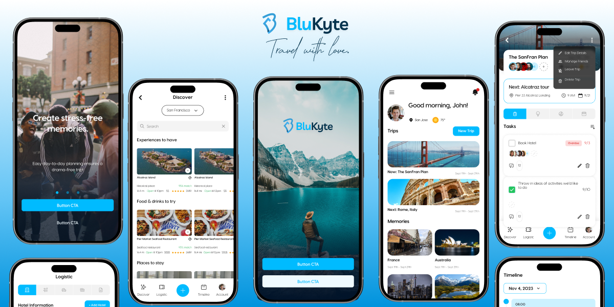 BluKyte trip planning app screenshot