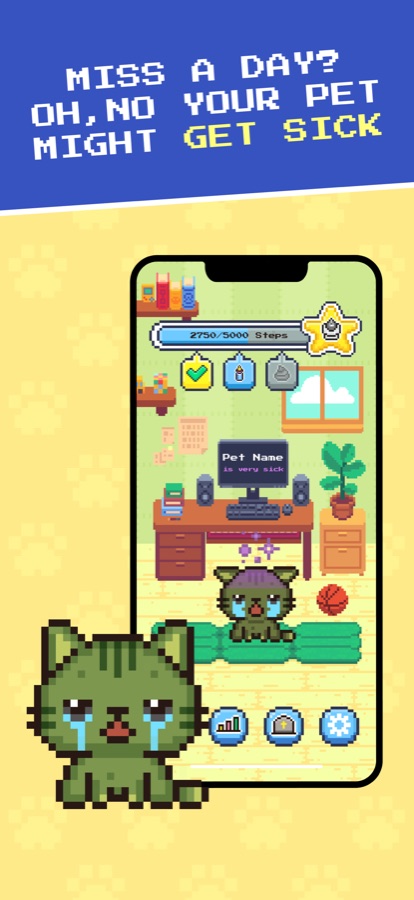 StepPals App Store screen: miss a day and your pet might get sick