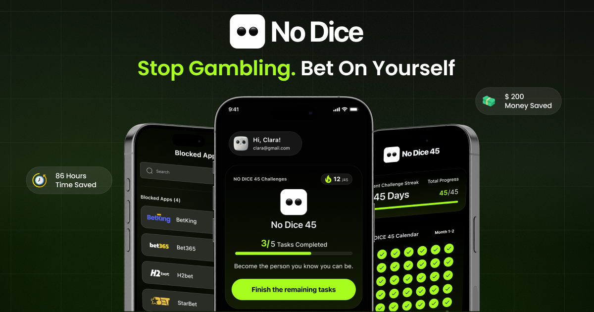 No Dice habit-recovery app screenshot